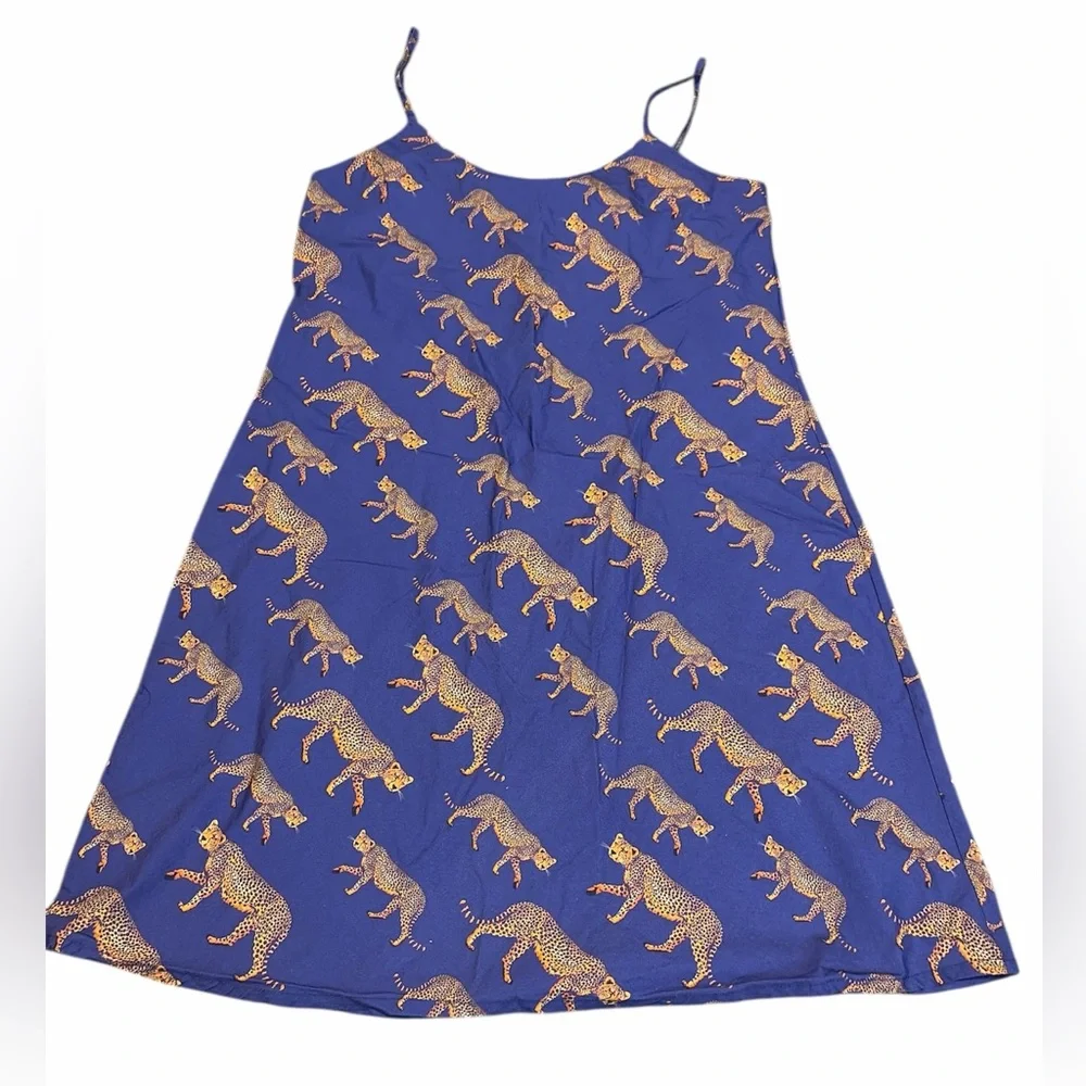 Woodstock Laundry Blue Cheetah Print Chemise Nighty Slip Dress Size M NWT - Picture 4 of 5
